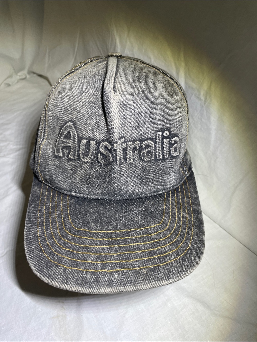 Gray Denim 'Australia' Embroidered Baseball Cap